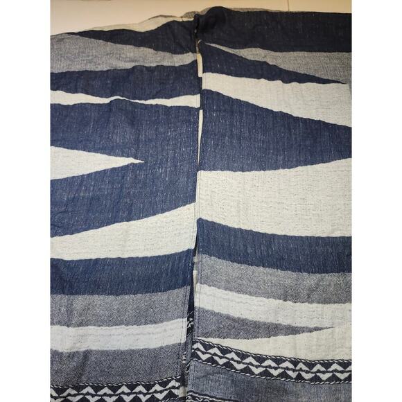 American Eagle Women's Navy Blue Aztec Fringe Poncho One Size Fits All - Picture 8 of 8